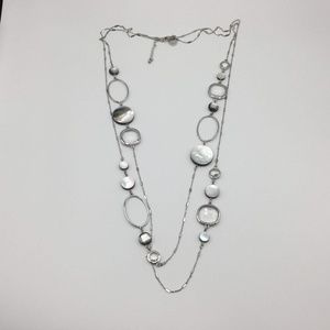 WHBM Double Strand Silver Necklace Earring Set